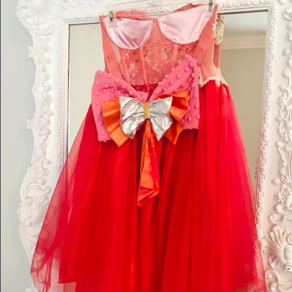 HUGE SALE Pixie RED w/ Lace PARTY Dress - Picture 3 of 7